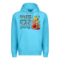 Ocean Blue Coffee Gives Me Teacher Powers Premium Hoodie - CowhideDigitalArt