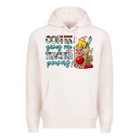 Pale Pink Coffee Gives Me Teacher Powers Premium Hoodie - CowhideDigitalArt