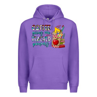 Purple Coffee Gives Me Teacher Powers Premium Hoodie - CowhideDigitalArt