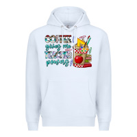 White Coffee Gives Me Teacher Powers Premium Hoodie - CowhideDigitalArt