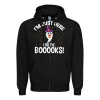 Black teacher halloween bookworm just here for the boooks ghost tank top Zipper Hoodie - trangStudio