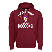 Burgundy teacher halloween bookworm just here for the boooks ghost tank top Zipper Hoodie - trangStudio