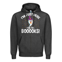 Charcoal Heather teacher halloween bookworm just here for the boooks ghost tank top Zipper Hoodie - trangStudio