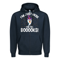 Navy teacher halloween bookworm just here for the boooks ghost tank top Zipper Hoodie - trangStudio