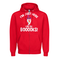 Red teacher halloween bookworm just here for the boooks ghost tank top Zipper Hoodie - trangStudio