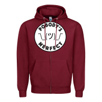 Burgundy Pobody's Nerfect Retro Classic Funny Nobody's Perfect Zipper Hoodie - trangStudio
