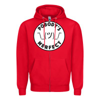 Red Pobody's Nerfect Retro Classic Funny Nobody's Perfect Zipper Hoodie - trangStudio