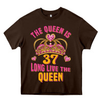 Chocolate Brown the queen is 37 long live the queen kopya Heavy Core Tee - Jasminsmagicworld
