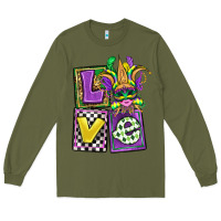 Army Green love mardi gras Long Sleeve Tee - OliviaCreatesArt
