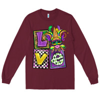 Burgundy love mardi gras Long Sleeve Tee - OliviaCreatesArt