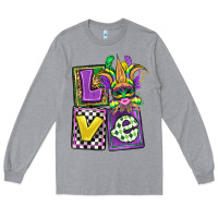 Heather Grey love mardi gras Long Sleeve Tee - OliviaCreatesArt