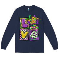Navy love mardi gras Long Sleeve Tee - OliviaCreatesArt
