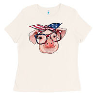 Bone american flag with pig Ladies Tee - RanaPortraitStore