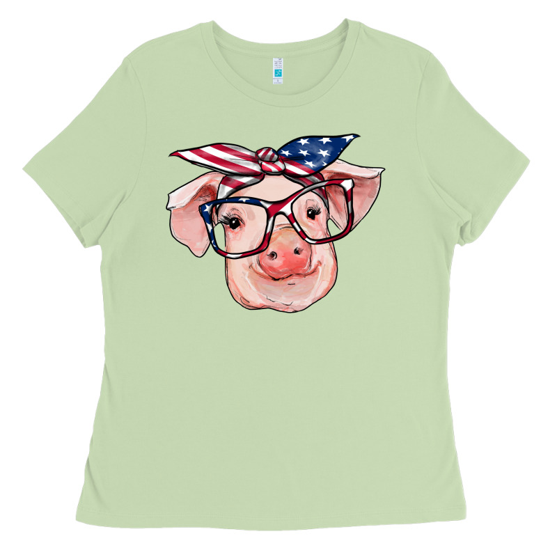 American Flag With Pig Ladies Tee by RanaPortraitStore | Teevron