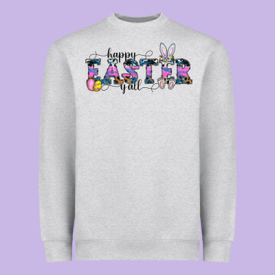 Happy Easter Y'all Heavyweight Sweatshirt Designed By Cowhidedigitalart