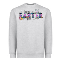 Heather Grey Happy Easter Y'all Heavyweight Sweatshirt - CowhideDigitalArt
