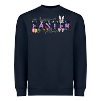 Navy Happy Easter Y'all Heavyweight Sweatshirt - CowhideDigitalArt