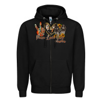 Black peace love dog mama Zipper Hoodie - RacoonDesign