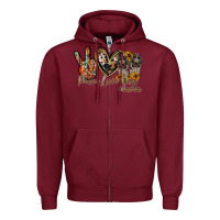 Burgundy peace love dog mama Zipper Hoodie - RacoonDesign