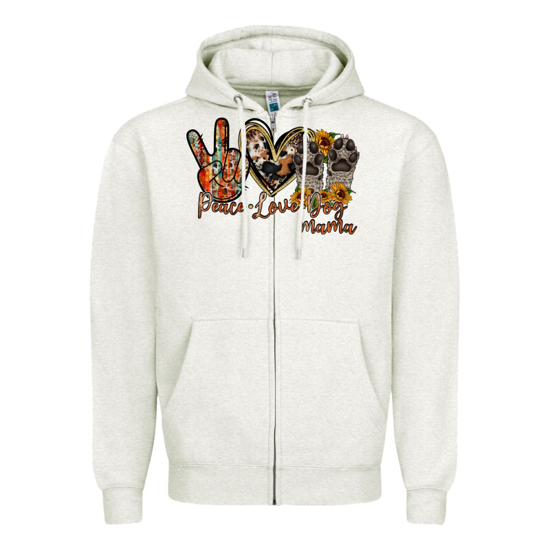 Peace Love Dog Mama Zipper Hoodie by RacoonDesign | Teevron