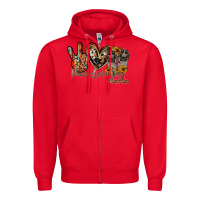 Red peace love dog mama Zipper Hoodie - RacoonDesign