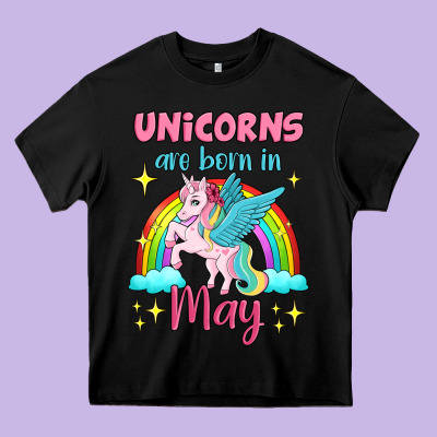 Unicorns Are Born In May Heavy Core Tee Designed By Jasminsmagicworld