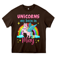 Chocolate Brown unicorns are born in may Heavy Core Tee - Jasminsmagicworld