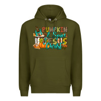 Army Green Pumpkin spice and Jesus Christ Premium Hoodie - RanaPortraitStore