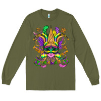Army Green mardi gras mask Long Sleeve Tee - OliviaCreatesArt