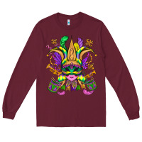 Burgundy mardi gras mask Long Sleeve Tee - OliviaCreatesArt