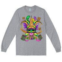 Heather Grey mardi gras mask Long Sleeve Tee - OliviaCreatesArt