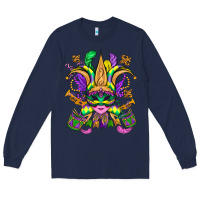 Navy mardi gras mask Long Sleeve Tee - OliviaCreatesArt