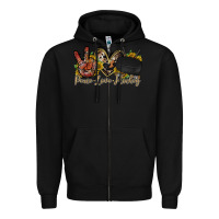 Black peace love hockey Zipper Hoodie - RacoonDesign