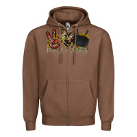 Chestnut peace love hockey Zipper Hoodie - RacoonDesign