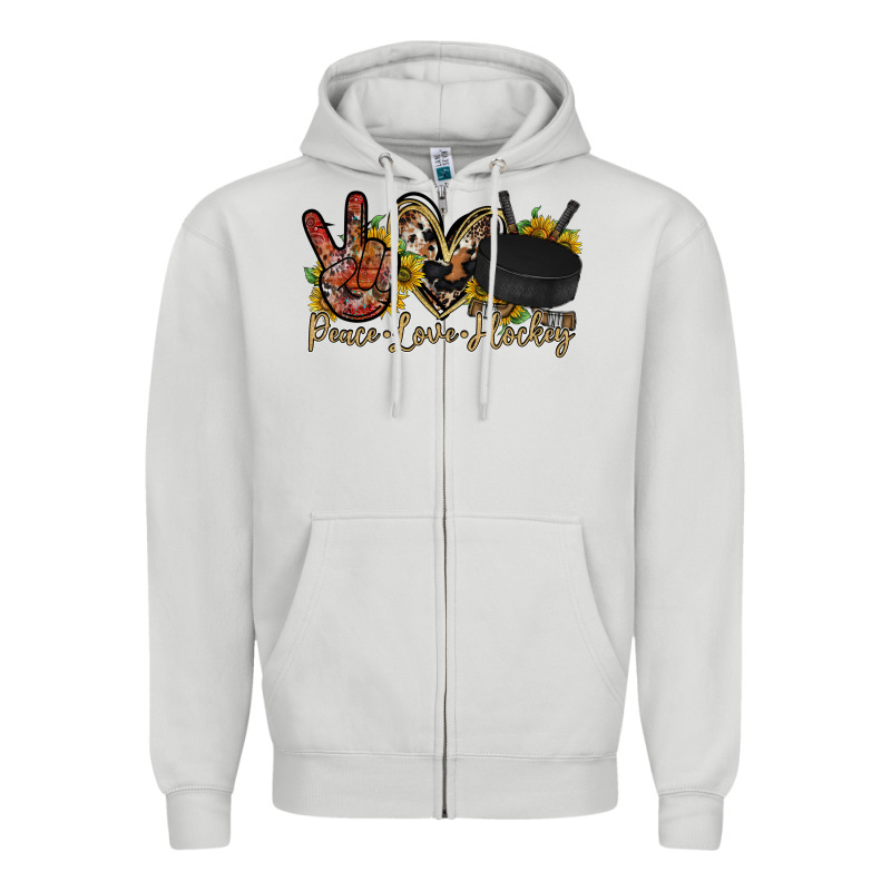 Peace Love Hockey Zipper Hoodie by RacoonDesign | Teevron