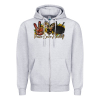 Heather Grey peace love hockey Zipper Hoodie - RacoonDesign