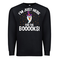 Black teacher halloween bookworm just here for the boooks ghost tank top Premium Sweatshirt - trangStudio