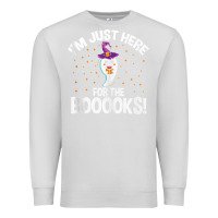Dove Grey teacher halloween bookworm just here for the boooks ghost tank top Premium Sweatshirt - trangStudio