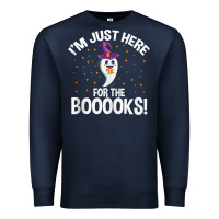 Navy teacher halloween bookworm just here for the boooks ghost tank top Premium Sweatshirt - trangStudio