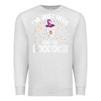 Oatmeal Heather teacher halloween bookworm just here for the boooks ghost tank top Premium Sweatshirt - trangStudio