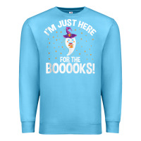 Ocean Blue teacher halloween bookworm just here for the boooks ghost tank top Premium Sweatshirt - trangStudio