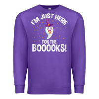 Purple teacher halloween bookworm just here for the boooks ghost tank top Premium Sweatshirt - trangStudio