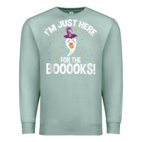 Seafoam teacher halloween bookworm just here for the boooks ghost tank top Premium Sweatshirt - trangStudio