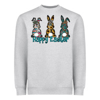 Heather Grey Happy Easter Heavyweight Sweatshirt - CowhideDigitalArt