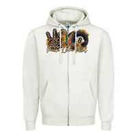 Oatmeal Heather peace love pool Zipper Hoodie - RacoonDesign