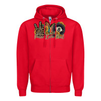 Red peace love pool Zipper Hoodie - RacoonDesign