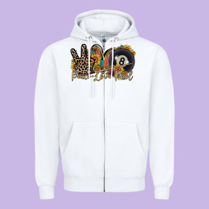 Peace Love Pool Zipper Hoodie Designed By Racoondesign