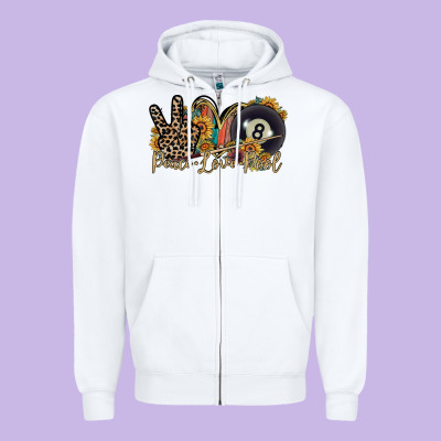 Peace Love Pool Zipper Hoodie Designed By Racoondesign