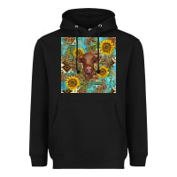 Black western highland cow Heavyweight Hoodie - BarkalooDesign