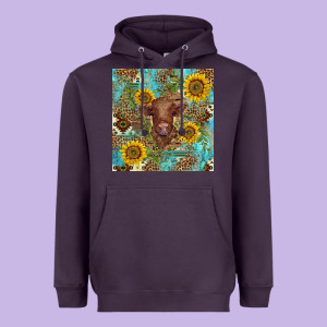 Western Highland Cow Heavyweight Hoodie Designed By Barkaloodesign